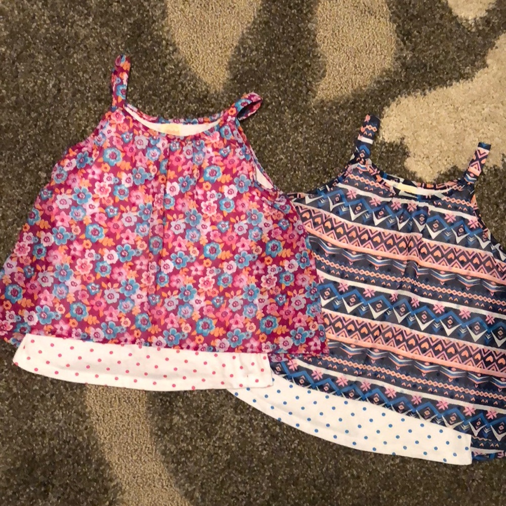 2- Girls Flowy Summer Tank Tops